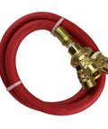 Heavy Duty 3 Foot 3/8 Air Hose Extender With Triple Manifold Quick Connector featuring red rubber hose and brass fittings.