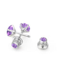 Top Shelf Implant Grade Titanium Screw Back Earrings Hypoallergenic Nickel Free Frame with purple cubic zirconia stones.