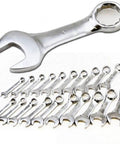 20 Piece Short Length End Stubby Wrench Set With SAE And Metric Sizes For Seven Sixteenth To One Inch And Ten To Nineteen Millimeter