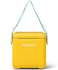 Strapped Picnic Style 11 Quart Cooler With Adjustable Crossbody Strap For Hands Free Carry And Lid Locks Spill Proof Design MaxCold Insulation