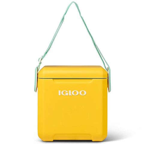 Strapped Picnic Style 11 Quart Cooler With Adjustable Crossbody Strap For Hands Free Carry And Lid Locks Spill Proof Design MaxCold Insulation