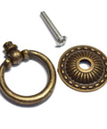Close-up of 8-Piece Bronze Drawer Ring Pulls Set With Screws For Dresser Cabinet Wardrobe Chest Closet Vintage Decorative Hardware Antique Copper Finish