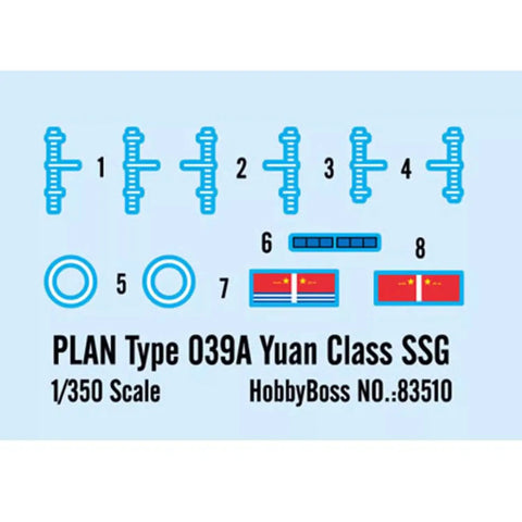 Decal sheet for 1/350 Scale Chinese Navy Yuan Class 039A Submarine Model Kit for Builders and Collectors with flags and parts