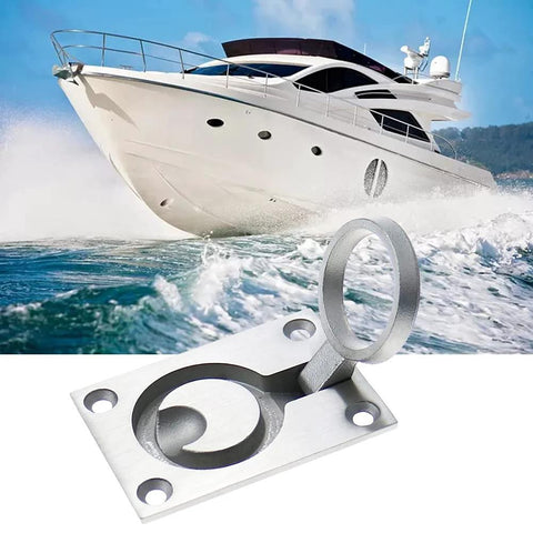 Stainless Steel Flush Pull Ring Handles 304 2 Pack Hidden Recessed Furniture Pulls with Yacht Background