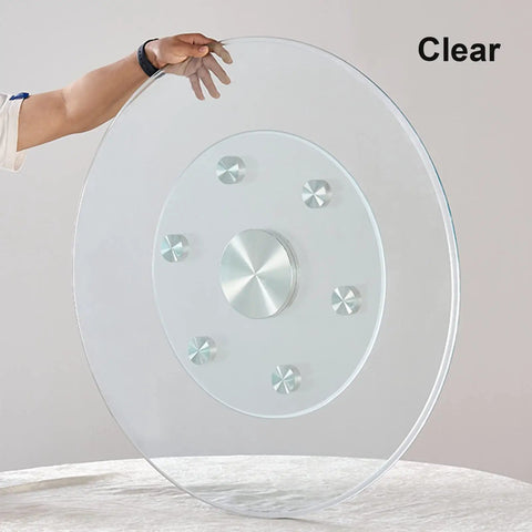 Clear Tempered Glass Rotating Serving Tray Round Turntable For Dining Table 39 Inch Lazy Susan Organizer Easy Spin Glass Centerpiece