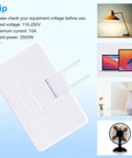 3 Pack AC Flat Wall Outlet Extender With Fully Rotating Plug And Slim Profile showing white plug with prongs for electronics.
