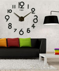 Versatile Black Clock Numerals Kit for Easy DIY Clock Repair and Replacement includes black Arabic numerals on living room wall.