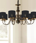 Chandelier with Six Pack Clip On Chandelier Lamp Shades Small Drum 5.2 Inch Off White Fabric With Silver Plastic Lining Handmade Modern Decor