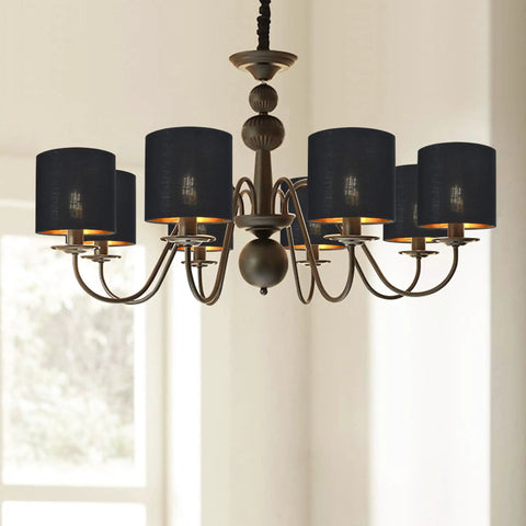 Chandelier with Six Pack Clip On Chandelier Lamp Shades Small Drum 5.2 Inch Off White Fabric With Silver Plastic Lining Handmade Modern Decor