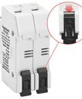 2 Pole DC 1000V Solar Fuse Holder For 10 X 38mm Fuses 35mm DIN Rail Mount CE Listed 32A PV Fuse Block front view