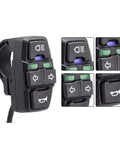 Upgrade Your Ride With This Cool DK336 E-Bike Handlebar Switch That Masters Turn Signals And Front Light Control For Scooters And Trikes. It Rocks Wide Voltage Compatibility At 36V Or 48V To Keep You Rolling Smooth And Safe Without Wiring Chaos. black plastic handlebar switch with horn, light and turn signal buttons