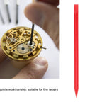 Movement Installation Rod For Watches And Dial Repair Cleaning Sticks ABS Plastic Double End Watchmaking Tool shown in use