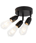 Three Light Flush Mount Ceiling Fixture In Matte Black Finish Dope Farmhouse Style Lighting For Porch Hallway Kitchen Bedroom Modern Rustic Ceiling Light That Elevates Any Space with clear bulbs