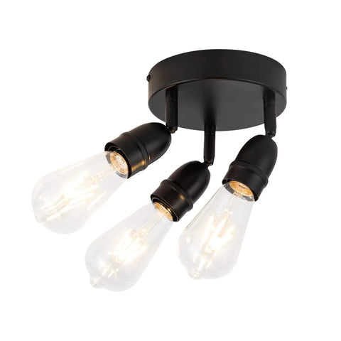 Three Light Flush Mount Ceiling Fixture In Matte Black Finish Dope Farmhouse Style Lighting For Porch Hallway Kitchen Bedroom Modern Rustic Ceiling Light That Elevates Any Space with clear bulbs