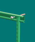 Heavy Duty Concrete And Masonry Mounting Hardware Kit With Phillips Head Screws and Wall Anchors For Garage Shelving and Storage Tracks showing green track with screws.
