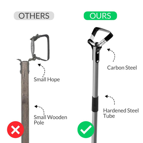 Comparison showing Adjustable Length Action Hoe For Weeding Stirrup Hoe Gardening Tool with durable handle versus wooden alternative.