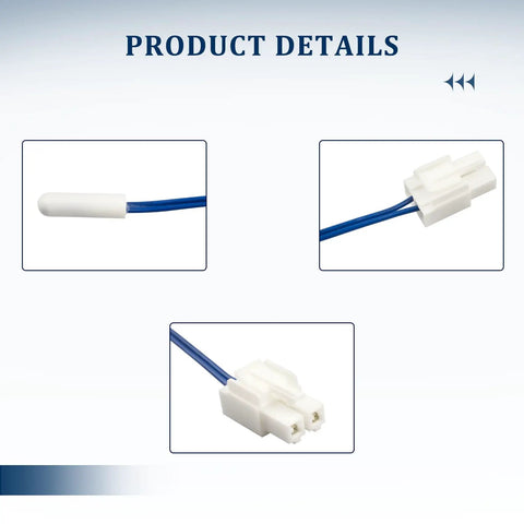 Refrigerator Ambient Temperature Sensor NTC Thermistor for LG LFC LFX LDCS LRSOS and Kenmore 795 Series, white probe with 2-pin connector