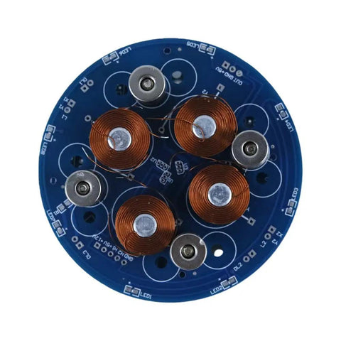 Levitation DIY Kit For Electronics Enthusiasts Self Rotating Demonstration And Fun Tech Accessory Pack Includes Soldering Practice Circuit Board Components For Students And Makers Great STEM Project Tool, blue PCB with copper coils and magnets