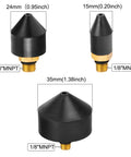 Three Piece One Eighth Inch Rubber Tip Set For Air Blow Gun With Brass Fittings, 15mm, 24mm, 35mm Nozzles shown