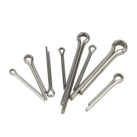 Heavy Duty 304 Stainless Steel Cotter Pins Galvanized Split Clips Elastic Fasteners in various sizes for Industrial Machinery.