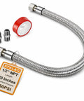 1/2 Inch NPT Male 20 Inch Compressor Jumper Hose With Dual Swivel Fittings, Industrial Grade Stainless Steel, 450 PSI Rating