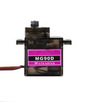 Front view of MG90D 9g Digital Micro Servo with metal gear for RC planes, helicopters, boats, and cars, featuring high torque upgrade.
