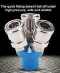 One Quarter Inch NPT Three Way Pneumatic Air Fitting Manifold Block Splitter For Air Hose And Compressor Tool Heavy Duty Metal