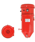 Beast 1.6 HP Industrial Dust Collector With 1.8 Gallon Tank, front and top view, red color, fits sandblasting cabinets and media blasters.
