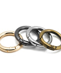 15 Pack Round Carabiner Clips With Trigger Spring O Rings Gold Finish One Inch And One Half Inch Sizes Metal Keychain Rings For Keys Bags And Purses Durable Gold Tone Buckle Clips For Everyday Carry, gold, silver and black