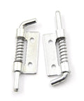 Spring Bolt Latch Lock for Door Gate Cabinet Metal Push Button Safety Catch in polished chrome finish, showcasing two latches.
