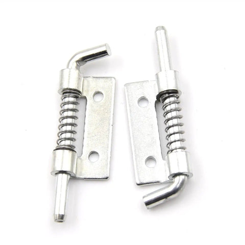 Spring Bolt Latch Lock for Door Gate Cabinet Metal Push Button Safety Catch in polished chrome finish, showcasing two latches.