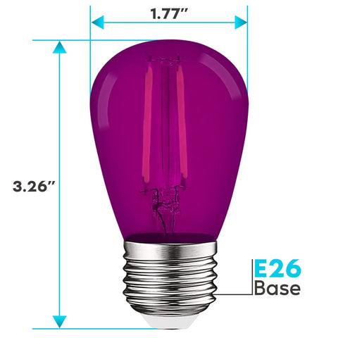 Purple S14 Edison LED Light Bulbs 0.5W For Indoor Outdoor String Lights Colorful UL Listed E26 Base Replacement Bulbs For Parties Holidays And Decor Dope Vibe