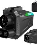 Universal Nacs To Ccs Adapter For Tesla Supercharger DC fast charging, black with compact design, shown with carrying case.