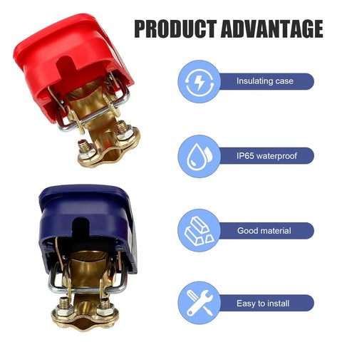 2 Pack Quick Release Battery Terminal Connectors With Red Positive And Blue Negative Covers No Tools Needed Easy Install