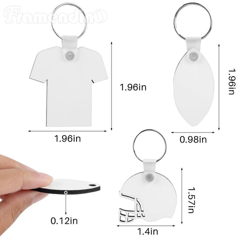 Dope 36 Pack Sublimation Keychain Blanks In 3 Styles Jerseys Helmets Rugby Balls Double Sided MDF Metal DIY Heat Transfer