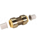 Eleven Pack Push Fit Plumbing Kit for Copper PEX CPVC Pipes showing 1/2-inch brass push to connect coupling
