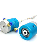 Electric Slip Ring With G1/8 Port Dual Passage Pneumatic Rotary Joint Rotary Union For Industrial Automation 6 To 24 Circuits 2A 5A 12 Channel Options Built For CNC Gear And Robotic Arms, blue metal body