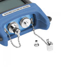 Fiber Optic Power Meter With Light Source for CCTV and Networking, SC FC Connector Test Tool showing connectors and chains