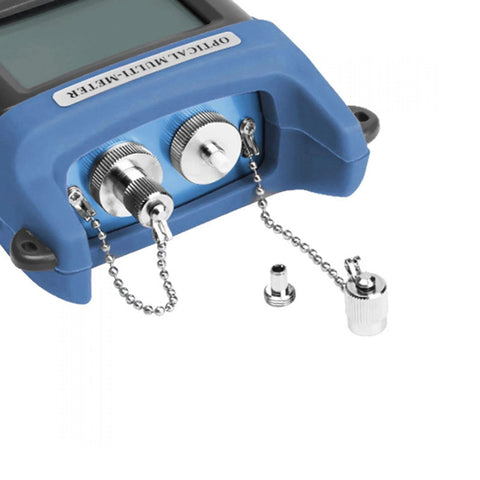 Fiber Optic Power Meter With Light Source for CCTV and Networking, SC FC Connector Test Tool showing connectors and chains