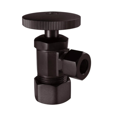 Pedestal Sink Lavatory Supply Line Kit With P Trap And Round Handle Angle Stops In Oil Rubbed Bronze, valve detail view