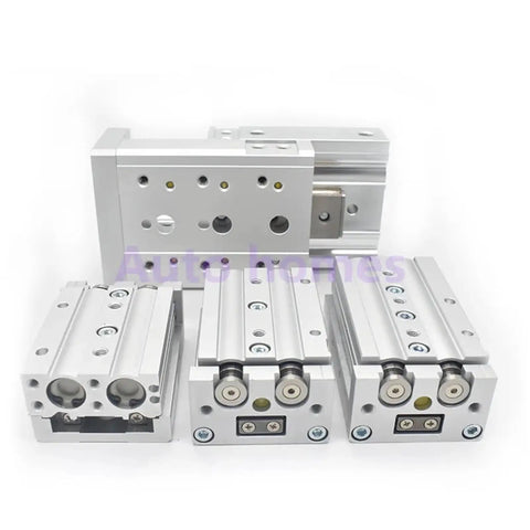 Heavy Duty Double Acting Pneumatic Actuator For Air Slide Tables With Smooth 8mm Bore Design And Multiple Stroke Lengths For Deadnuts Precise Automation Fixes, showing multiple aluminum pneumatic cylinders.