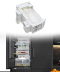 Replacement Ice Maker Assembly For W10873791 Fits W10760070 W10798411 W10847507 W11130444 W11646278 DIY Friendly Easy Install Ice Machine Kit For Refrigerator Accessories, white ABS refrigerator part