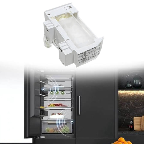 Replacement Ice Maker Assembly For W10873791 Fits W10760070 W10798411 W10847507 W11130444 W11646278 DIY Friendly Easy Install Ice Machine Kit For Refrigerator Accessories, white ABS refrigerator part