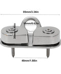Marine Grade 316 Stainless Steel Cam Cleat For 3 To 15mm Ropes, Beefy Hold Rope Cleat, front view with measurements