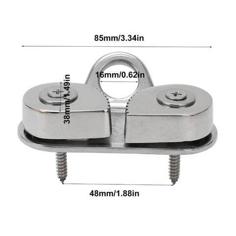 Marine Grade 316 Stainless Steel Cam Cleat For 3 To 15mm Ropes, Beefy Hold Rope Cleat, front view with measurements