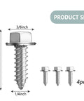 Heavy Duty License Plate Screws Kit 4 Pack Silver Bolts For Cars SUV Truck Universal Fasteners, Rust Resistant Galvanized Carbon Steel