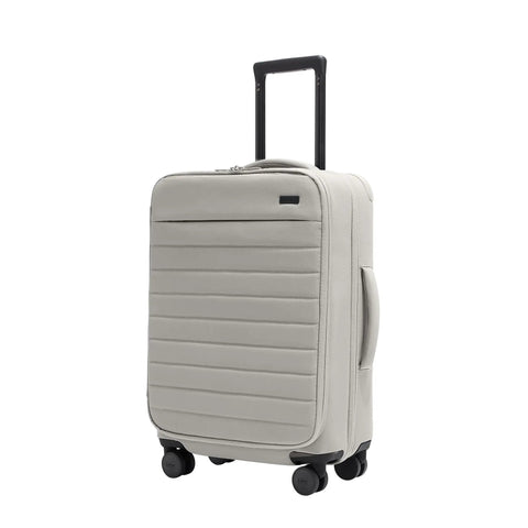 Cloud Gray Softside Bigger Carry On Luggage 23 Inch Expandable With Spinner Wheels Built Tough Nylon TSA Accepted Padlock