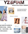 Display of various products including bags, shoes, clothing, and home textiles, suitable for Size 5 Zipper Repair Kit with sliders and stops.
