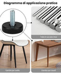 Rock Solid 12 Pack Adjustable Furniture Leveling Feet With 5/16-18 Inch Threads Heavy Duty Screw In Table Legs for chair and desk installation.