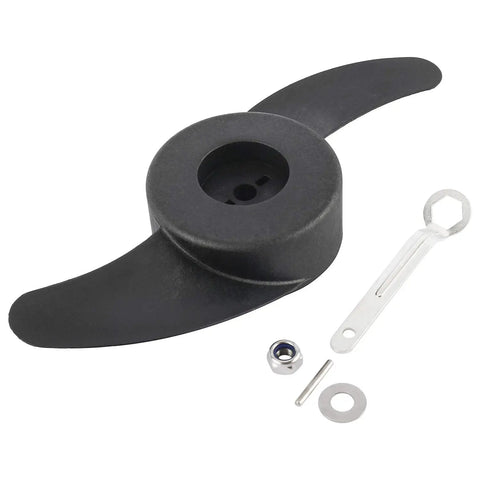Two Blade Nylon Propeller For Electric Trolling Motor Outboard Power Prop Kit Includes Prop Pin And Nut Black Finish 2.9 Hub 3.2 OD
